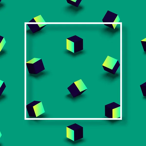 녹색 배경을 기하학적 3d 큐브 패턴. — 스톡 벡터