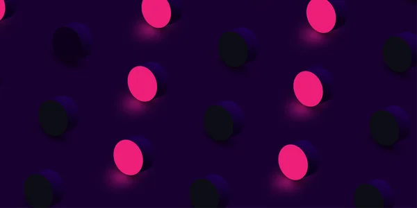 Lila Háttér Rózsaszín Fekete Geometriai Körök Minta Texturált Vektoros Illusztráció — Stock Vector