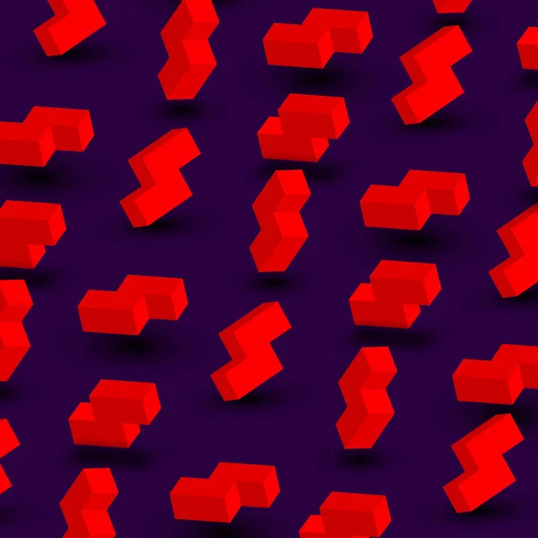 Фиолетовый фон с красными трехмерными геометрическими фигурами . — стоковый вектор