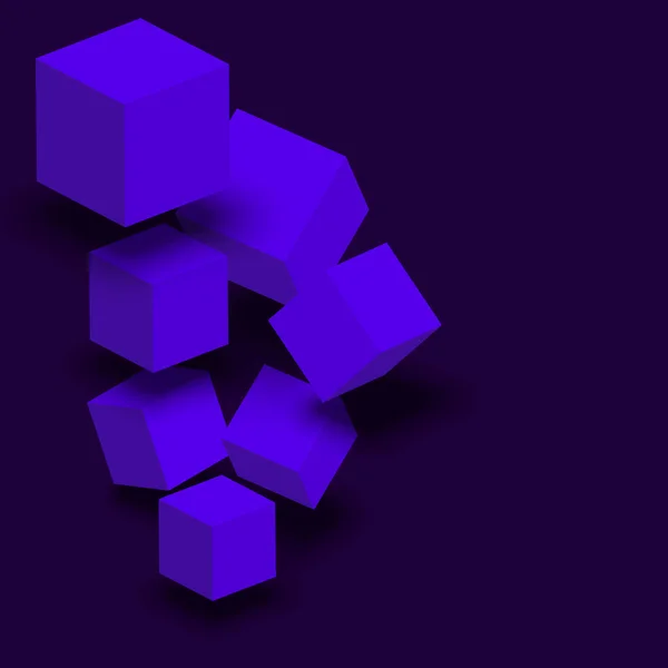 Fondo púrpura con cubos azules 3d . — Archivo Imágenes Vectoriales