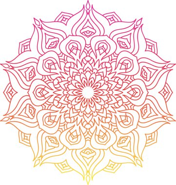 Oryantal desenli renkli yuvarlak mandala.