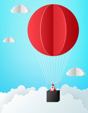 Kağıt Sant ile neşeli Noel ve mutlu yeni yıl tebrik kartı