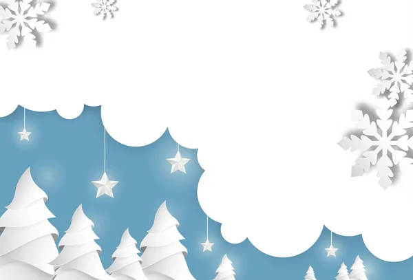 Jul och nyår bakgrund med papper julgranar, st — Stock vektor