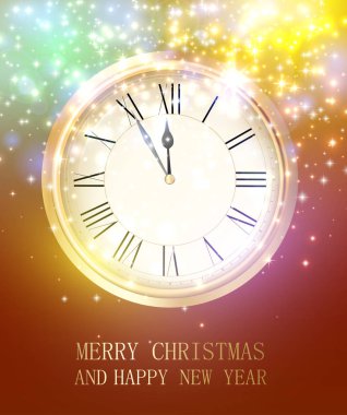 Neşeli Noel ve mutlu yeni yıl parlak tebrik kartı roun ile