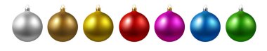 Renkli 3d Christmas kümesi üzerinde izole beyaz arka plan topları.
