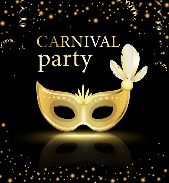 Schwarzer Karnevalsparty Hintergrund mit goldener Maske. — Stockvektor