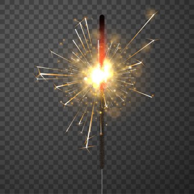 Köpüklü bengal ışık Noel için şeffaf arka plan üzerinde bir