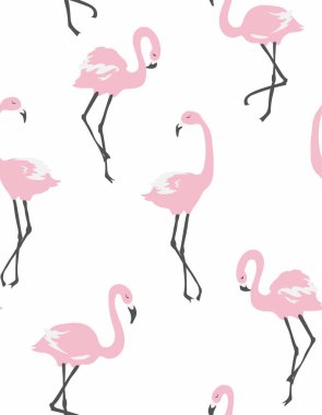 Güzel pembe flamingo ile beyaz seamless modeli.