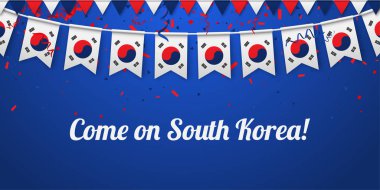 Come on South Korea Background with national flags. clipart