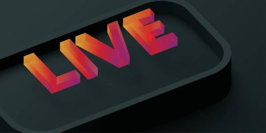 Renk siyah arka plan üzerine izole 3d web işareti yaşamak.