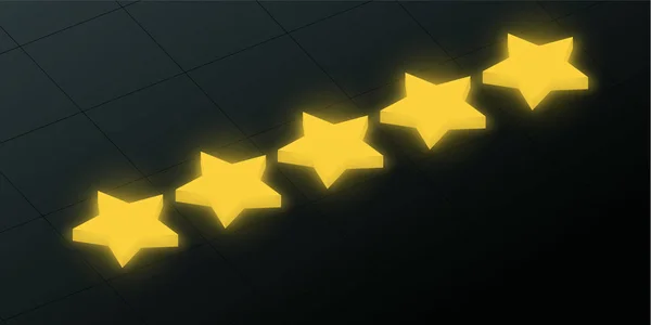 Preto excelente classificação de fundo com cinco estrelas de ouro . —  Vetores de Stock