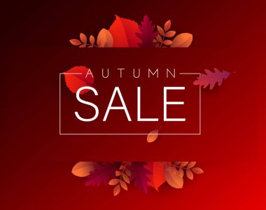 Kızıl sonbahar satış promosyon afiş güzel yaprakları ile. 