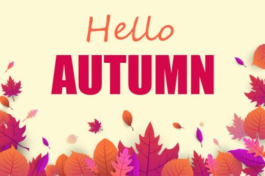 Pembe yaprakları ile sarı Merhaba sonbahar poster. 