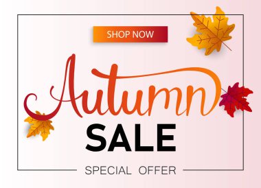 Güzel akçaağaç yaprakları ile sonbahar satış promosyon posteri. 