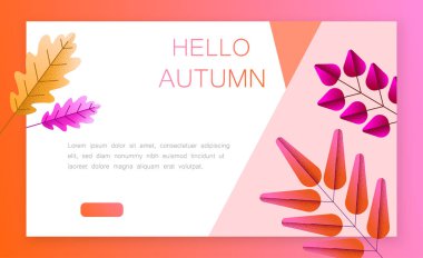 Sonbahar kart yaprakları ile Merhaba. Açılış sayfası şablonu.