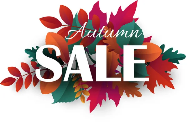 Herbst Verkauf Promo-Poster mit schönen Blättern. — Stockvektor