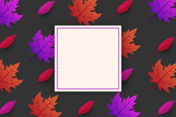 Autumn background with frame and beautiful leaves pattern. — Stock Vector