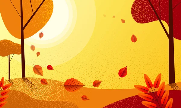 Fond d'automne doré avec beau paysage . — Image vectorielle