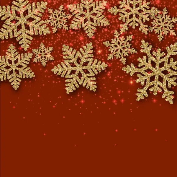 Roter Winter, Weihnachten und Neujahr Hintergrund mit goldenem Glanz — Stockvektor