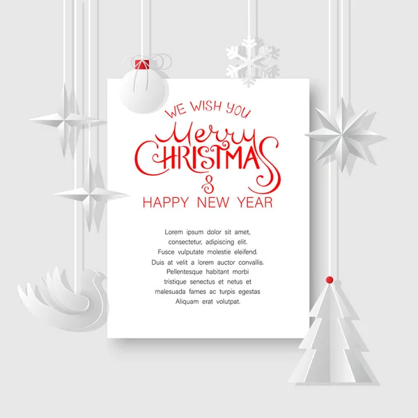 Merry Christmas and Happy New Year background with paper Christm — Stock Vector