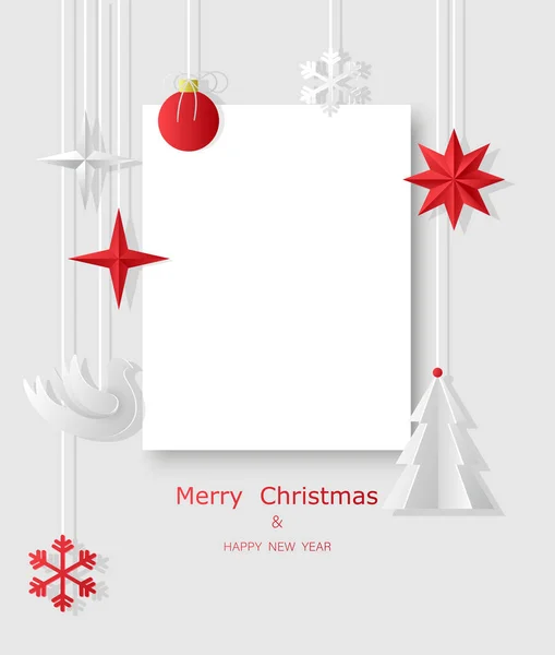 Joyeux Noël et bonne année carte de vœux avec Chri papier — Image vectorielle