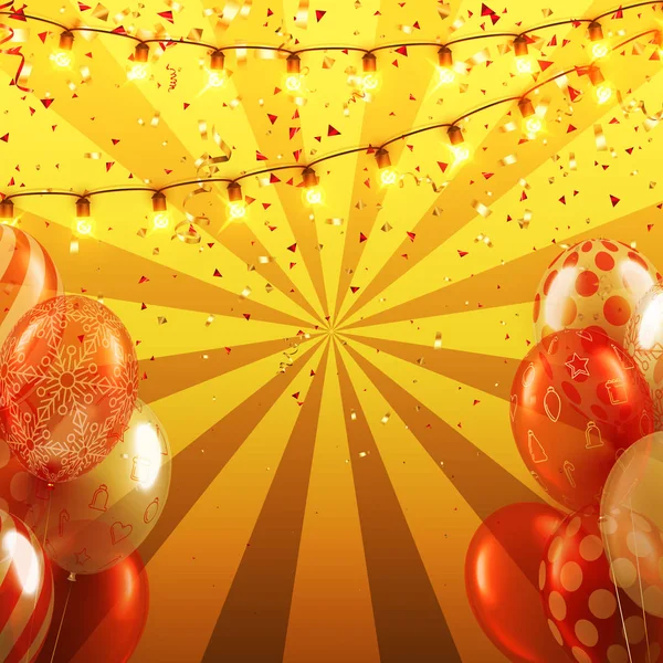 Gelb festliche Weihnachten, neues Jahr Geburtstag Hintergrund mit b — Stockvektor
