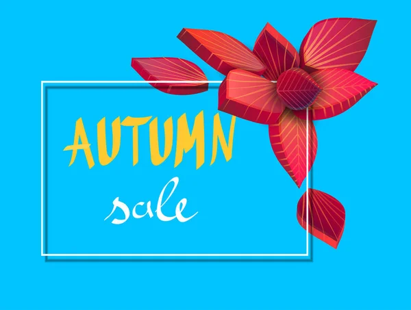 Blauer Herbst Verkauf Hintergrund mit bunten 3D-Blättern. — Stockvektor