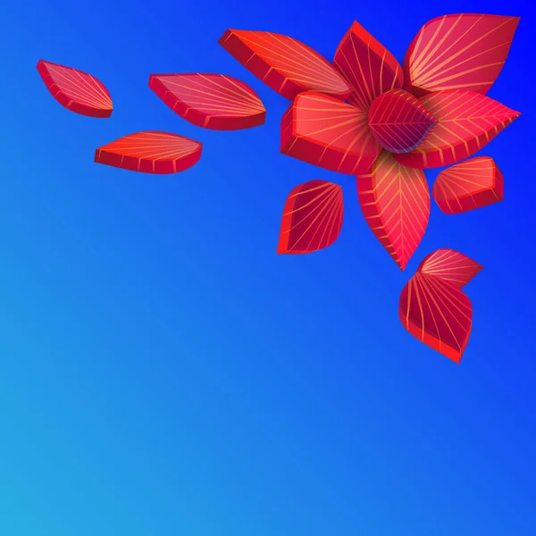 Fondo de otoño azul con hermosas hojas 3d . — Vector de stock