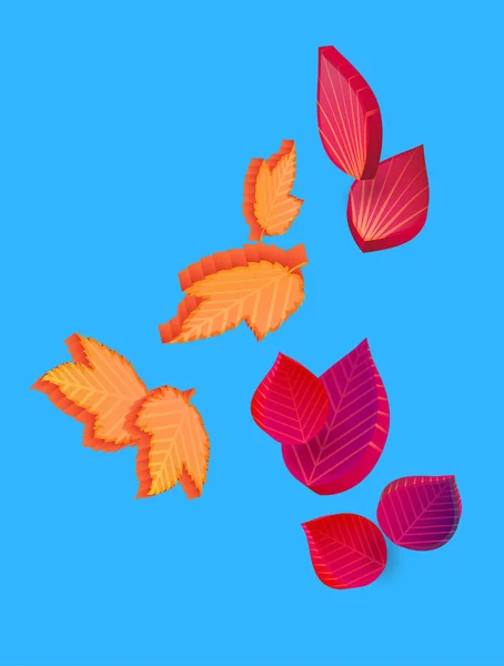 Fond d'automne avec de belles feuilles 3d . — Image vectorielle