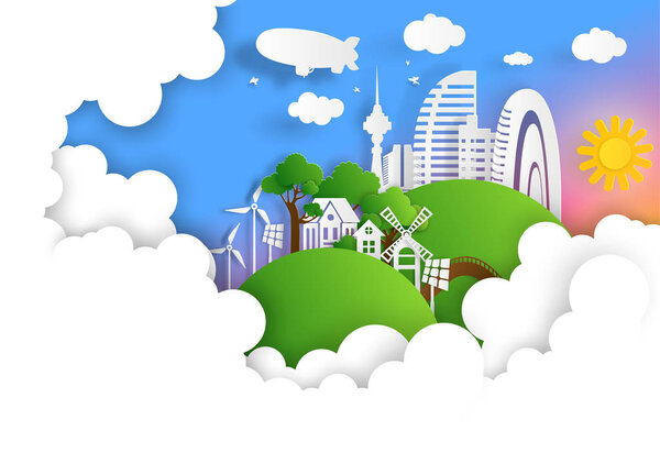 Nature cityscape background and eco friendly concept.