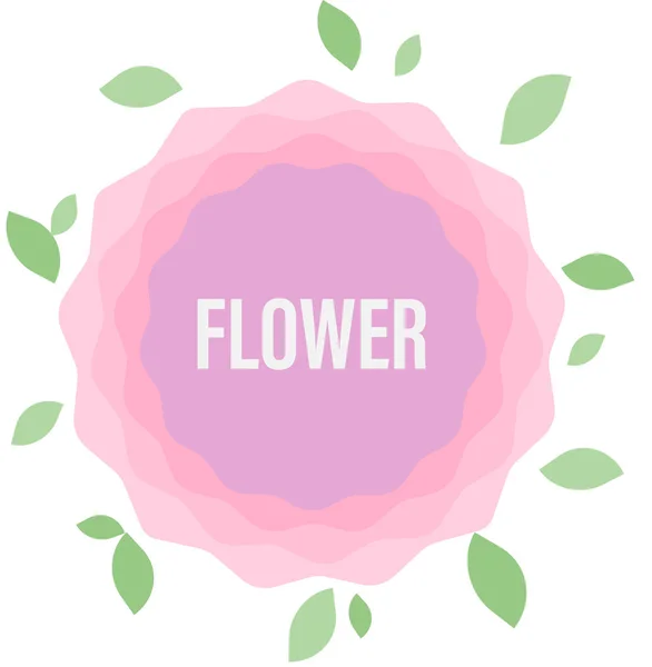 Pink flower with green leaves. — Stock Vector