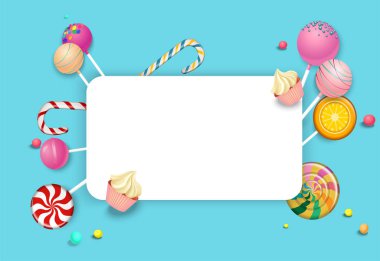 Renk lolipop ile mavi arka plan.