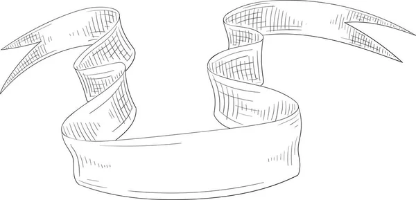 리본 장식 종이 스케치에 고립 된 화이트. — 스톡 벡터