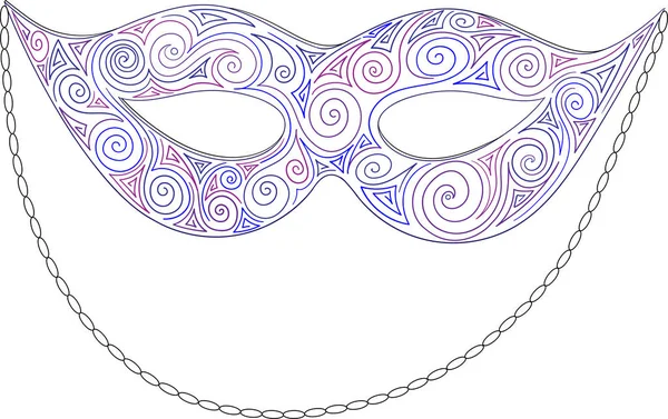 Esboço de máscara de carnaval azul isolado em branco . — Vetor de Stock