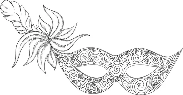 Чорна карнавальна маска ескіз ізольовано на білому . — стоковий вектор