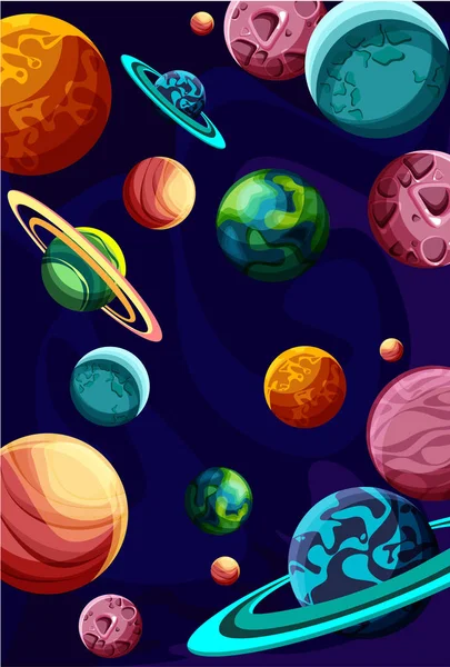 Blue background with creative colorful planets. — Stock Vector