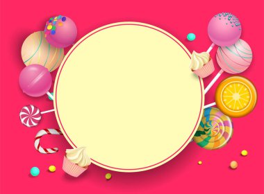 Yuvarlak pembe renk lolipop ile.