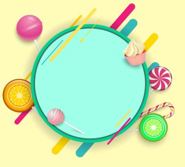 Arka plan rengi lolipop ile yuvarlak sarı.