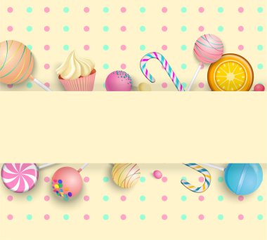 Sarı arka plan rengi lolipop ve köpekler ile.