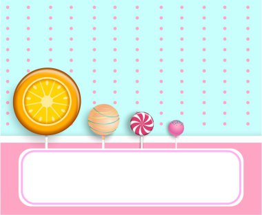 Pembe ve mavi Kağıt arka plan rengi lolipop ile.