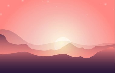 Düşük poli güzel dağ manzarası. Vektör çizim.