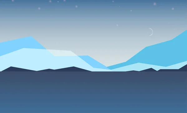 Basse poly beau paysage de nuit de montagne . — Image vectorielle
