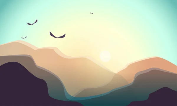 Bajo poli hermoso paisaje de montaña. Ilustración vectorial . — Vector de stock