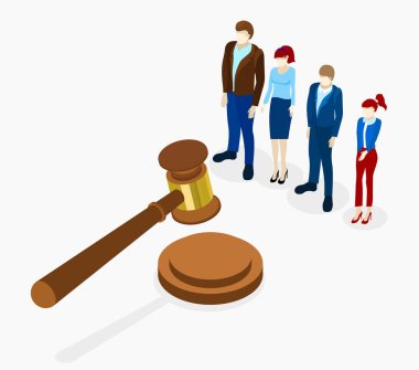 Herhangi bir bozukluk. Tokmak ve insanlarla izometrik çizimde.