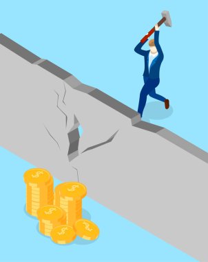 Mali hedefleri. Adam sonları Duvar ile izometrik çizimde.