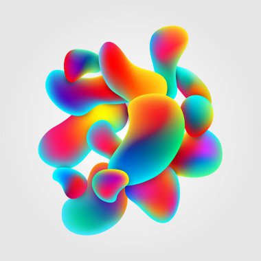 Beyaz arka plan ile soyut renkli baloncuklar.