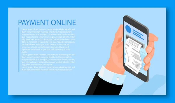 Blue Payment Online-Hintergrund mit Smartphone. — Stockvektor