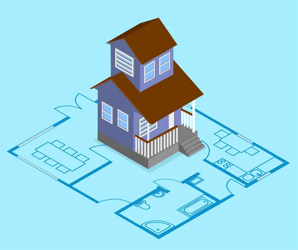 Construção e reparação de casa. Ilustração isométrica . —  Vetores de Stock