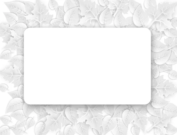 White rectangular ecology background with paper art leaves. — Stock Vector