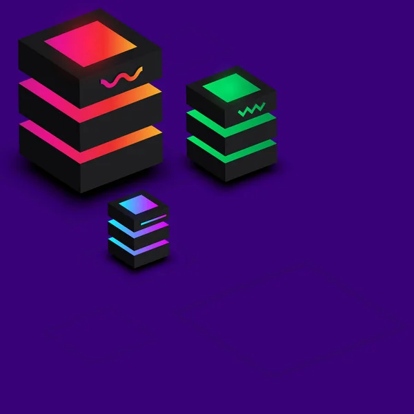 カラー 3 d 幾何学的な図形と紫色の背景. — ストックベクタ